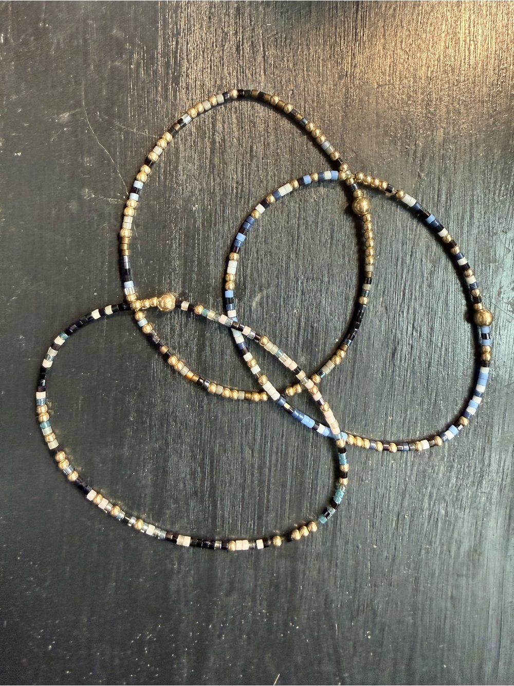 Enewton Beaded Stretch Bracelet Set - Navy, Gold & Black